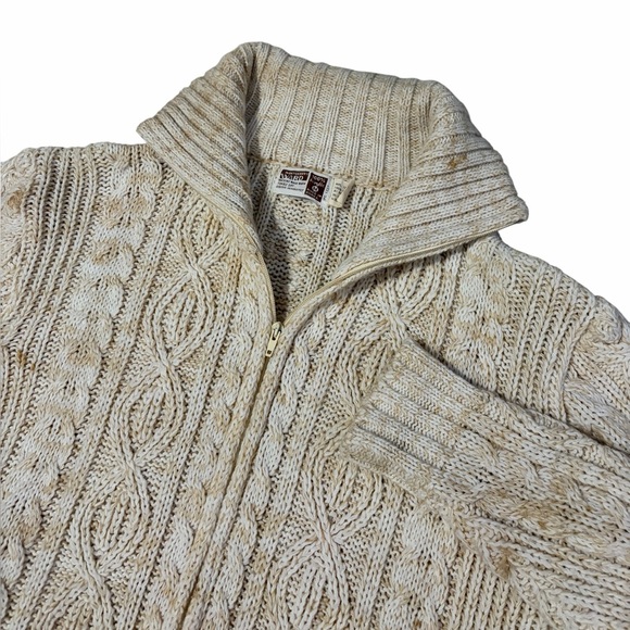 Montgomery Ward Sweaters - VTG Montgomery Ward Zip Up Sweater Cardigan Womens Medium Chunky Cable Knit 80s
